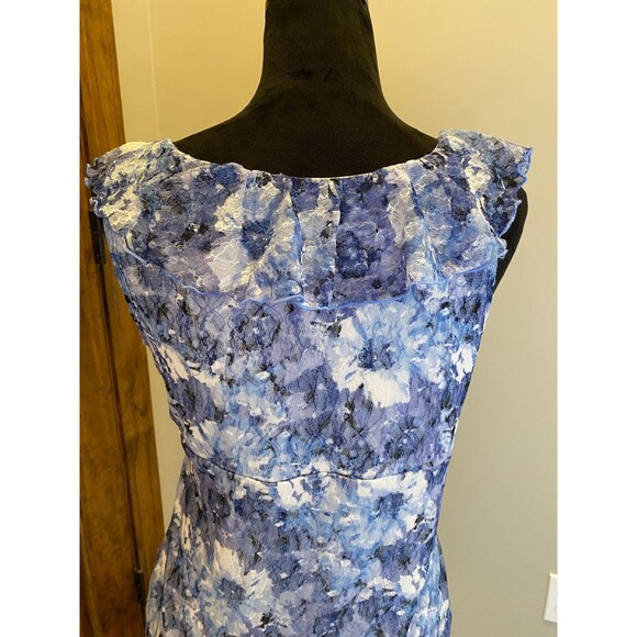 AB Studio Blouse Sleeveless Size Large Soft Ruffled Round Neckline Lace Overlay - Picture 4 of 9